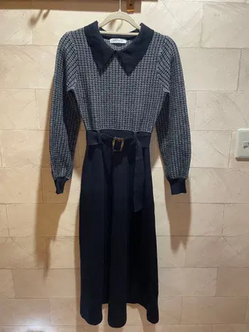 REDYAZEL 긴팔 니트 원피스 벨트 포함