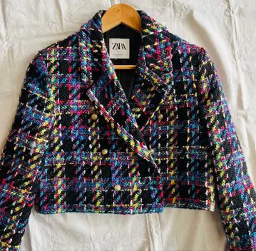 ZARA 멀티 컬러 크롭 자켓 M