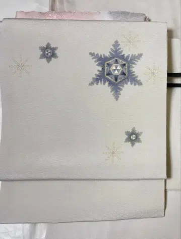 순수 실크 나고야 오비 눈꽃 패턴