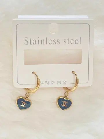 귀걸이 빈티지 골드 후프 귀걸이 스테인리스 블랙 하트