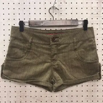 해외 걸 VIBES 구제 의류 헤링본 스트라이프 로우라이즈 숏팬츠