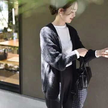 세탁 가능한 알파카 혼방 포근한 니트 가디건