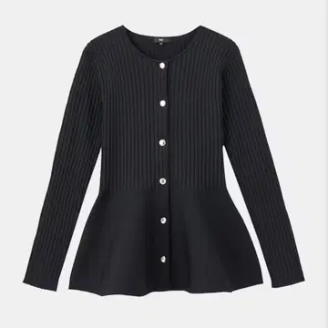 PLST 플라스테 홀 가먼트 페플럼 가디건 블랙 S