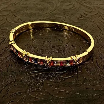 빈티지 지르코니아 금 골드 컬러풀 오픈 뱅글