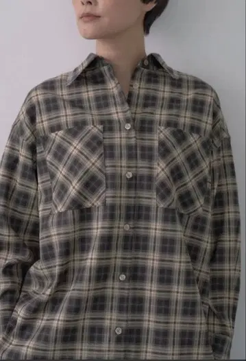 택 포함 새상품 GALLEST 옴브레 체크 셔츠 그레이지