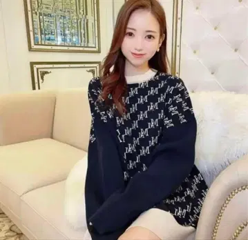 미셸 마카롱 모노그램 니트 원피스