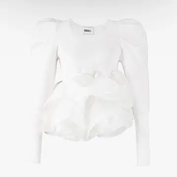 Bibiy 화이트 AMELIE PEPURAMU KNIT 긴팔 니트