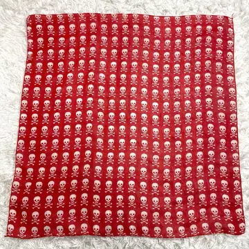 대형 스카프 스컬 패턴 해골 도쿠로 비침 백참 반다나 빨간색