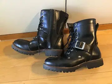 AVIREX 부츠 블랙 가죽 버클 포함