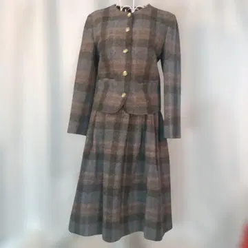 [ 새상품급 ] 울 체크 자켓 스커트 셋업 토마스 제퍼슨