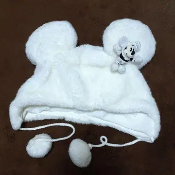 미키마우스 귀 달린 복슬복슬 라메 장식 모자