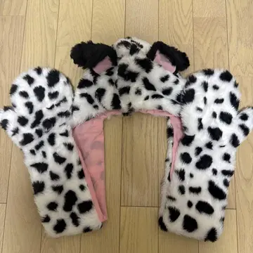 달마시안 패턴 퍼 모자 디즈니