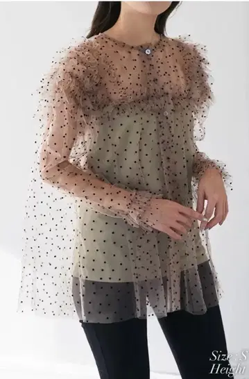 세븐틴 도트 튤 블라우스 861번