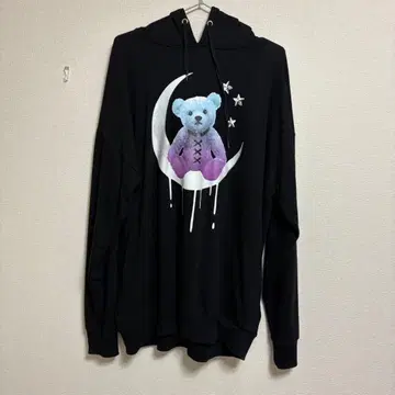 LISTEN FLAVOR 블랙 후드티 곰 디자인