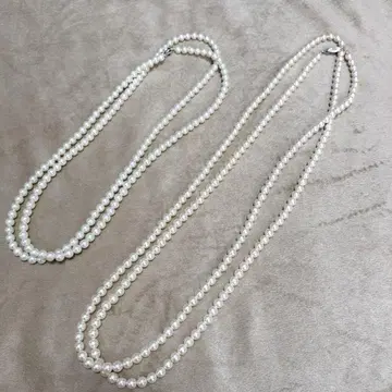 화이트 펄 롱 목걸이 130cm 150cm 2개 세트
