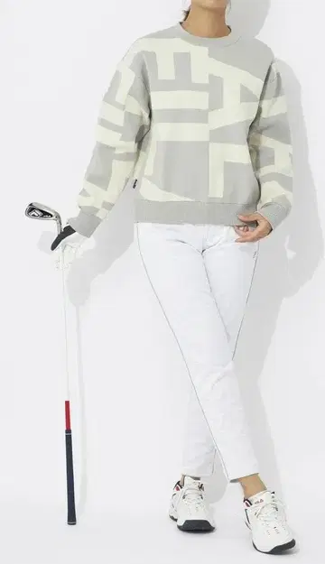 B급 가을/겨울 휠라 골프 그래픽 디자인 니트 스웨터 LL/LGY