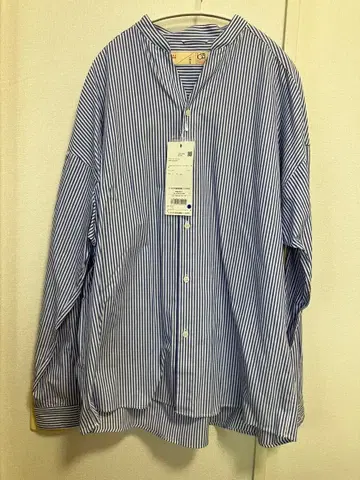 [ 새상품 ] NANO UNIVERSE 긴팔 셔츠 블루 화이트 스트라이프