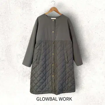 GLOBAL WORK 절개 퀼팅 코트 카키 M