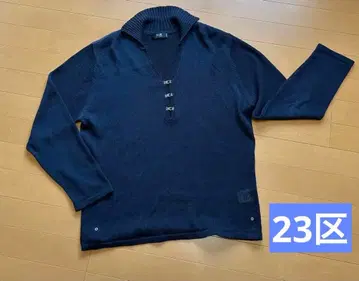 남성용 23구 네이비 하프 지퍼 스웨터 50 사이즈