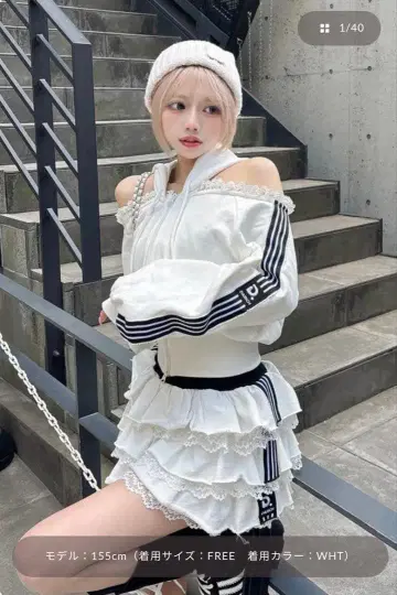 [ 다리치 ] 걸리시 스포티 맨투맨 상의 스커트