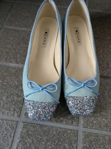 DIANA 스카이블루 글리터 발레 슈즈
