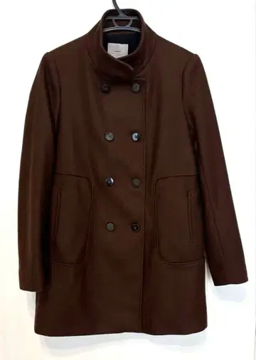 새상품급 ZARA BASIC 스탠드 카라 코트 브라운 S 사이즈