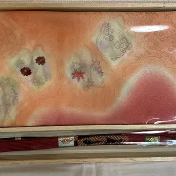 오비 장식 천 꽃무늬 오렌지 계열 허리띠 포함