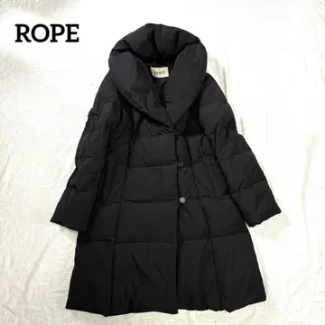 로페 다운 코트 롱 숄카라 여배우 옷깃 블랙 L