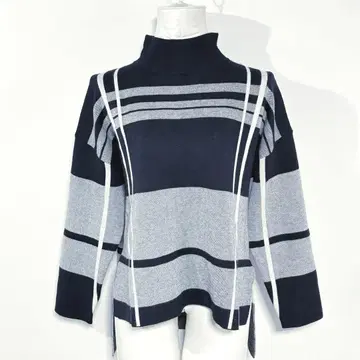 MK 미쉘클랑 모드 스타일 니트 보더 성숙 캐주얼 바이컬러 38