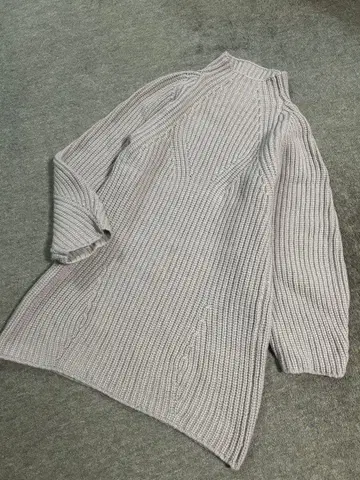 해밀턴 라무즈울 리브 편직 터틀넥 튜닉 기장 원피스