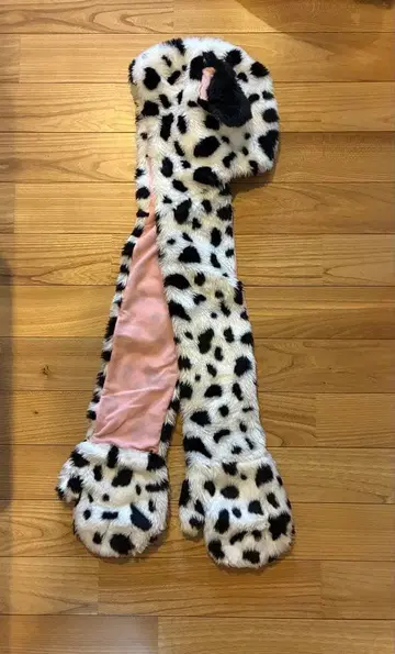 달마시안 패턴 퍼 캐릭터 모자