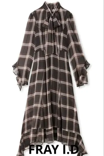 [ FRAY I.D ] 멀티 프린트 보타이 쉬폰 원피스