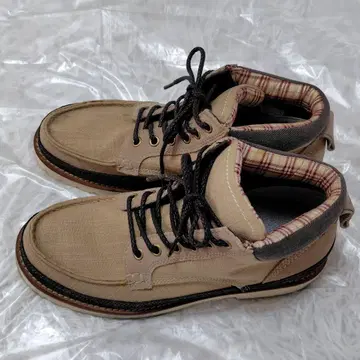 VANS 25.5 체크 무늬 라이너 워크 부츠풍 신발 베이지