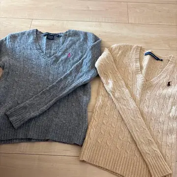 V넥 케이블 니트 스웨터 2