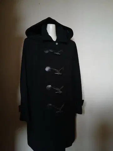 ELLE 블랙 더플 코트 후드 부착