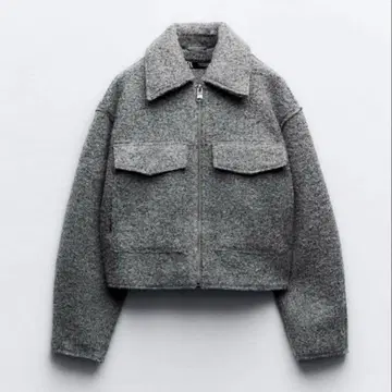ZARA 그레이 부클레 숏 자켓
