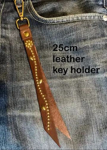 25cm 가죽 스터드 키링 다크 브라운 htc CALEE 좋아하는 분
