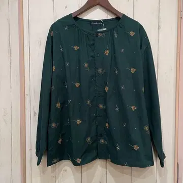 drugstore's 다크 그린 자수 긴팔 셔츠 부짱