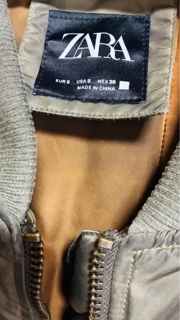 ZARA 데미지 MA-1 자켓 올리브 그린 시착만 한 상품 S