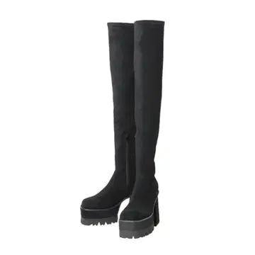 미사용 새상품 [ EMODA 에모다 ] 스퀘어 탱크 롱 부츠 블랙 L