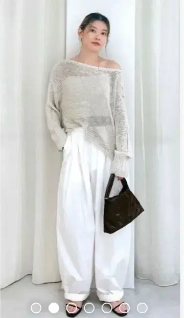 BABYLONE 타입 턱 볼륨 팬츠 화이트