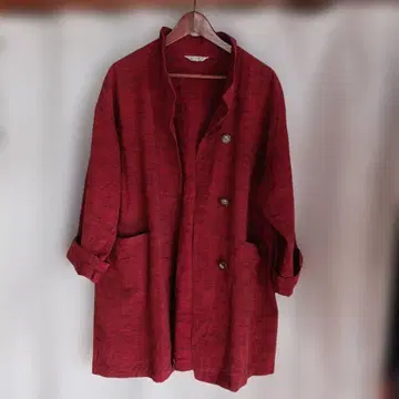 아야노코지 E 빨간색과 검은색의 카스리 패턴 린넨 자켓 버튼 포함