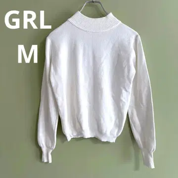 GRL 그레일 화이트 하이넥 니트 스웨터 긴팔 여성용 M