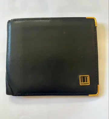 dunhill 블랙 가죽 이단 접이식 지갑