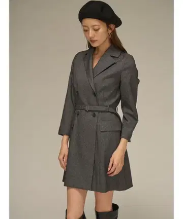 SNIDEL 그레이 더블 브레스트 미니 원피스