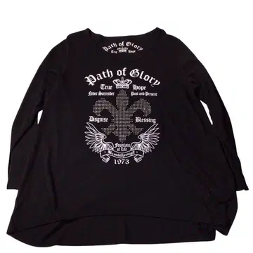 Y2K 영문 스터드 롱 T셔츠 블랙 3L 빅 실루엣