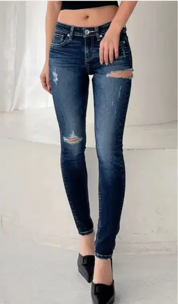 GYDA 사이드립드 스키니 데님 팬츠 L