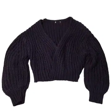 US 구제 의류 볼륨 슬리브 니트 가디건 짧은 기장 네이비 프리