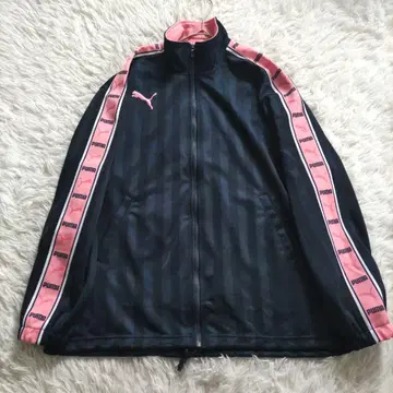 푸마 PUMA 핑크 네이비 저지 상의 트랙 자켓 S~M