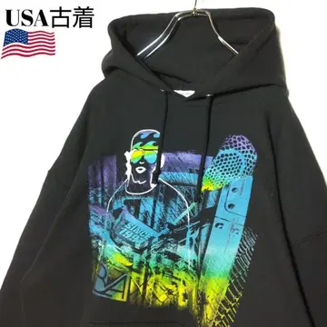 90s 빈티지 USA 구제 의류 JERZEES 후드티 블랙 XL 맨투맨